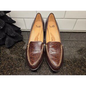 Soft Crocodile Heels Pumps Sz 9 Brown Leather 1011775